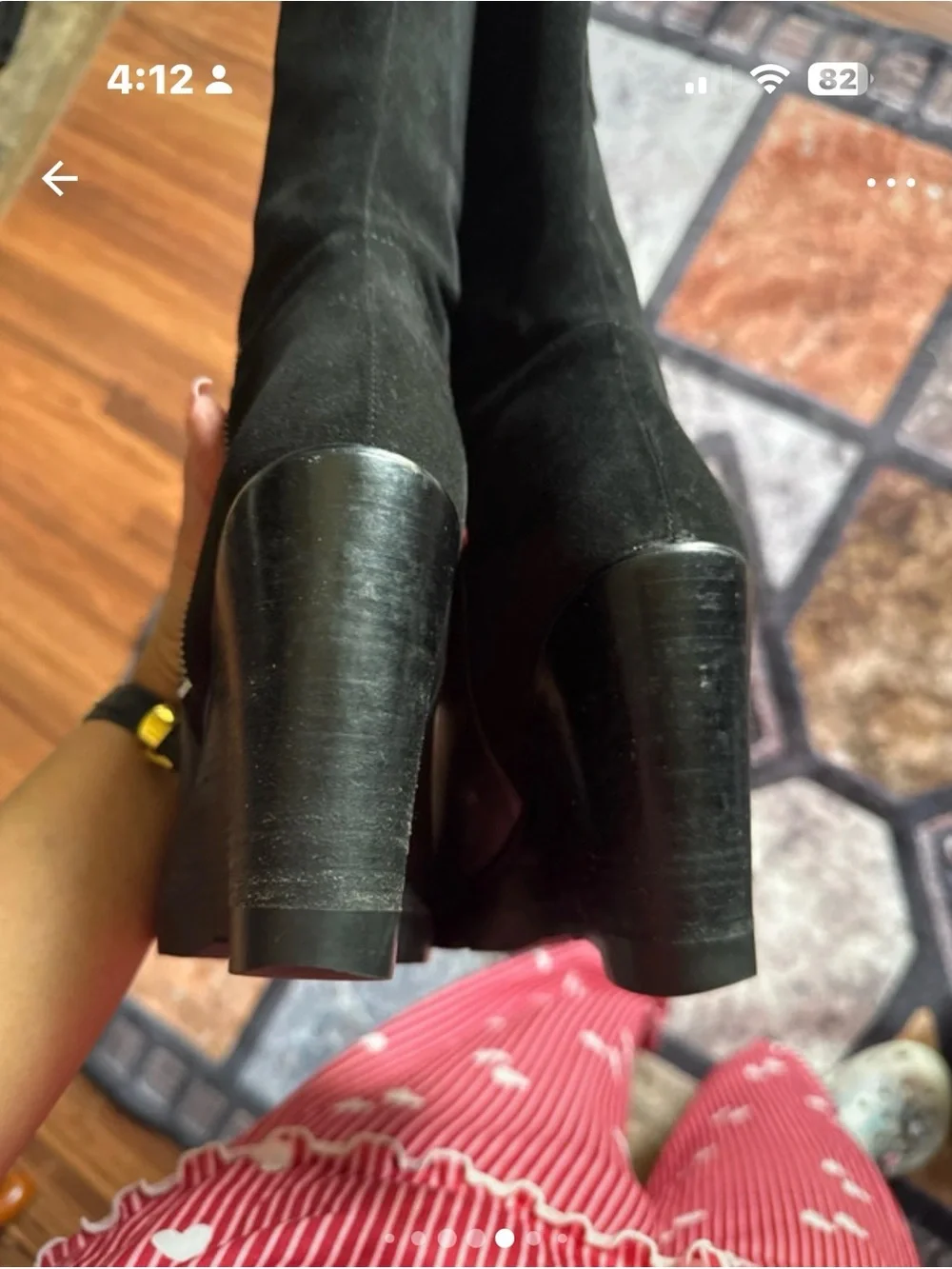 Michael Kors Clara  Black Leather Knee-High Wedge Boots
